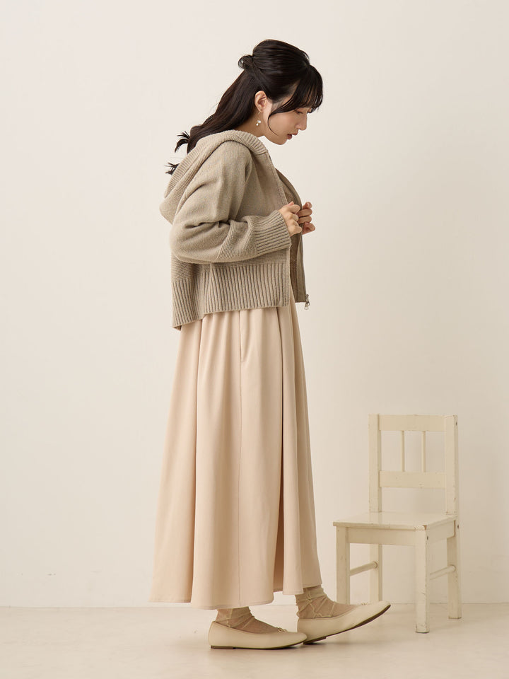 双拉链针织开衫灰色