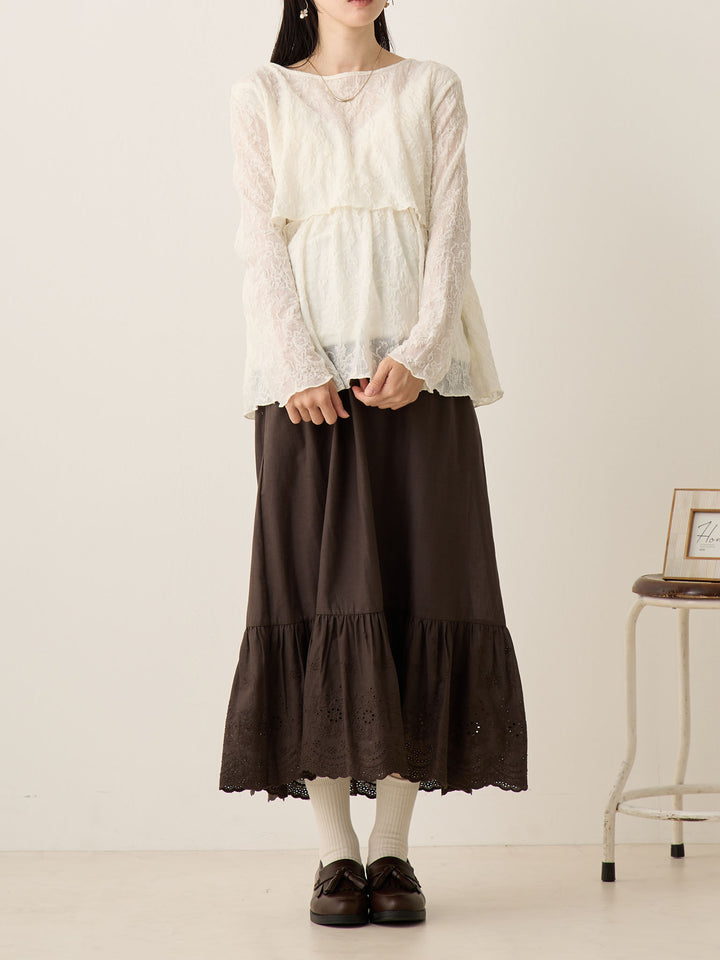 炭灰色棉质蕾丝裙