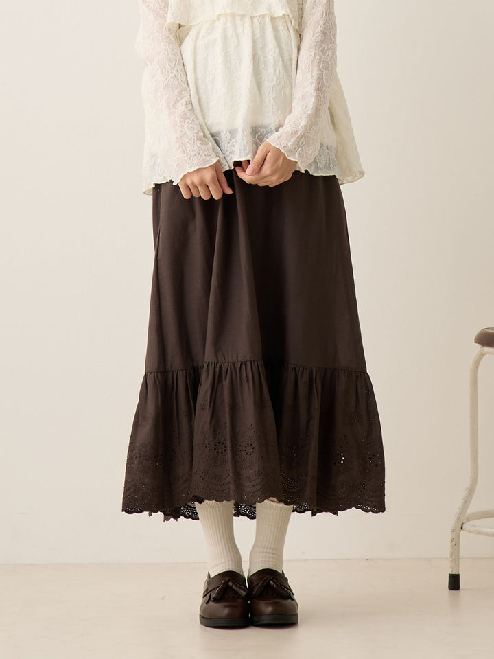 炭灰色棉质蕾丝裙