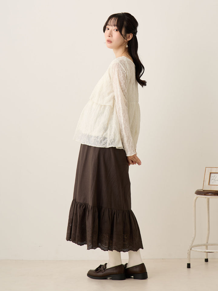 炭灰色棉质蕾丝裙