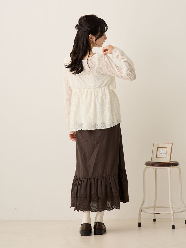 炭灰色棉质蕾丝裙