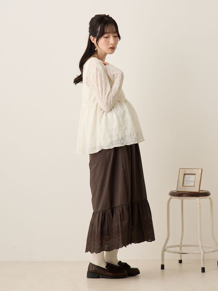 炭灰色棉质蕾丝裙