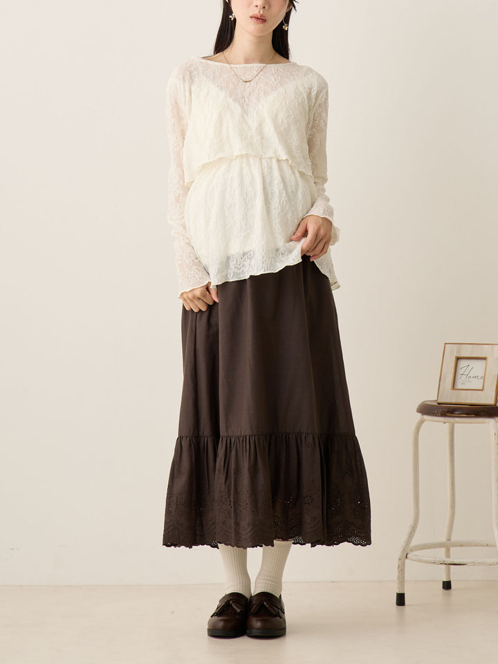 炭灰色棉质蕾丝裙