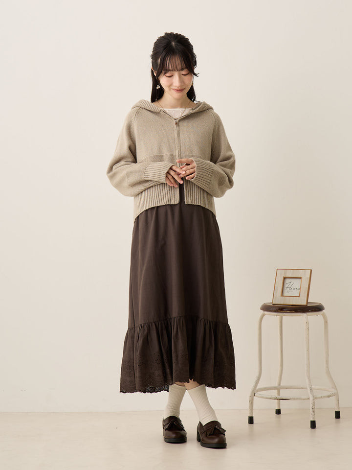 炭灰色棉质蕾丝裙