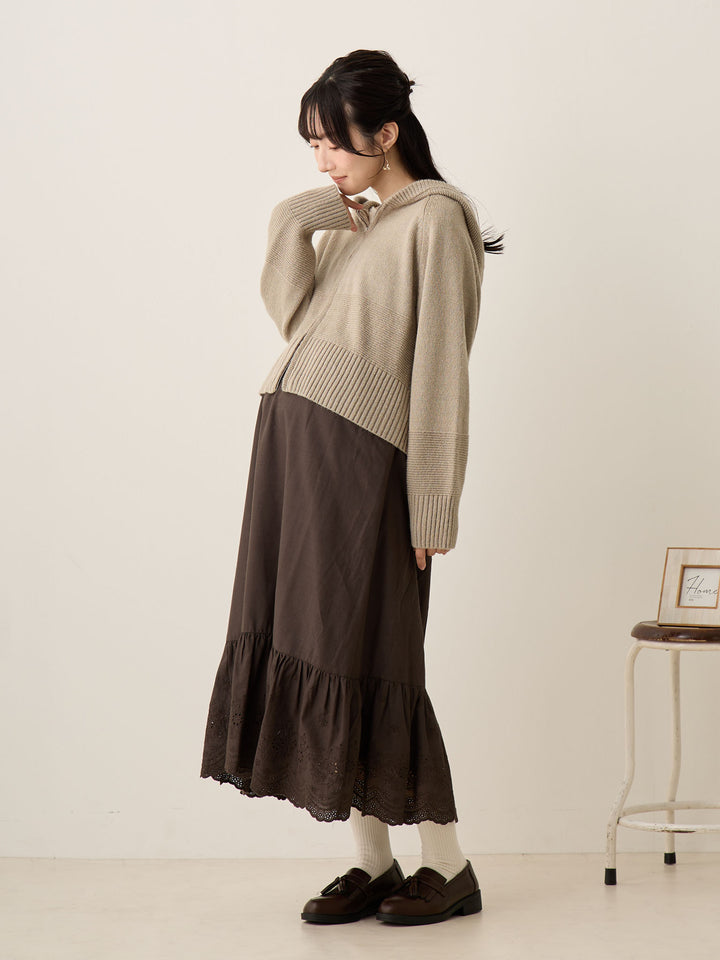 炭灰色棉质蕾丝裙