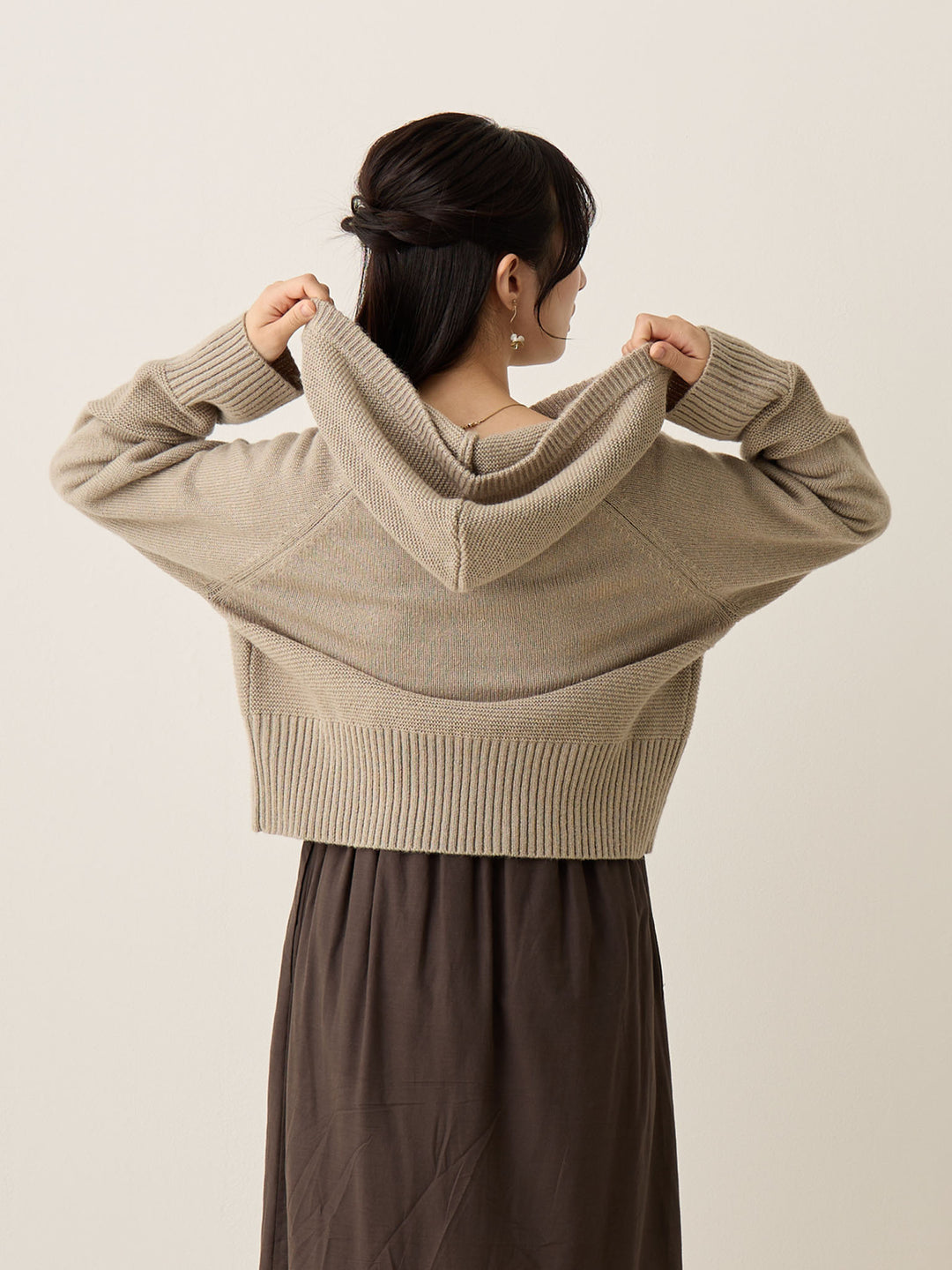 双拉链针织开衫灰色