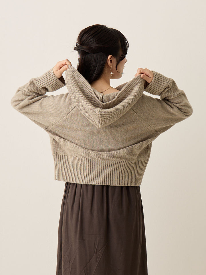 双拉链针织开衫灰色