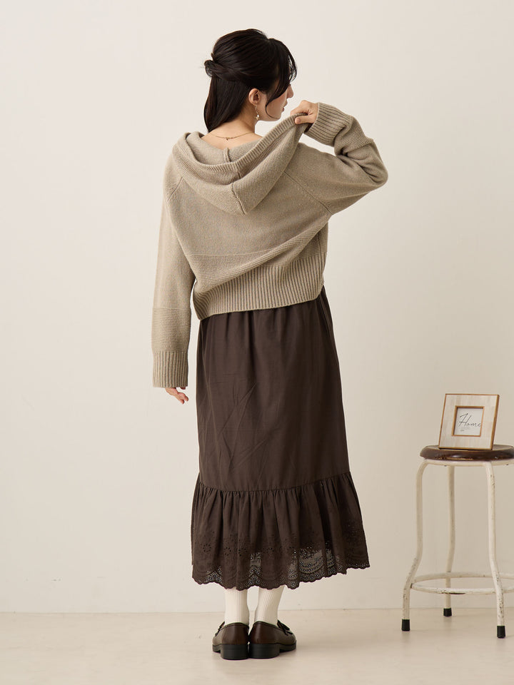 炭灰色棉质蕾丝裙