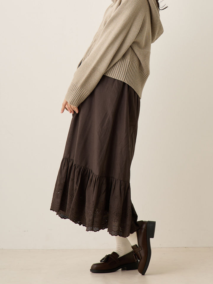 炭灰色棉质蕾丝裙