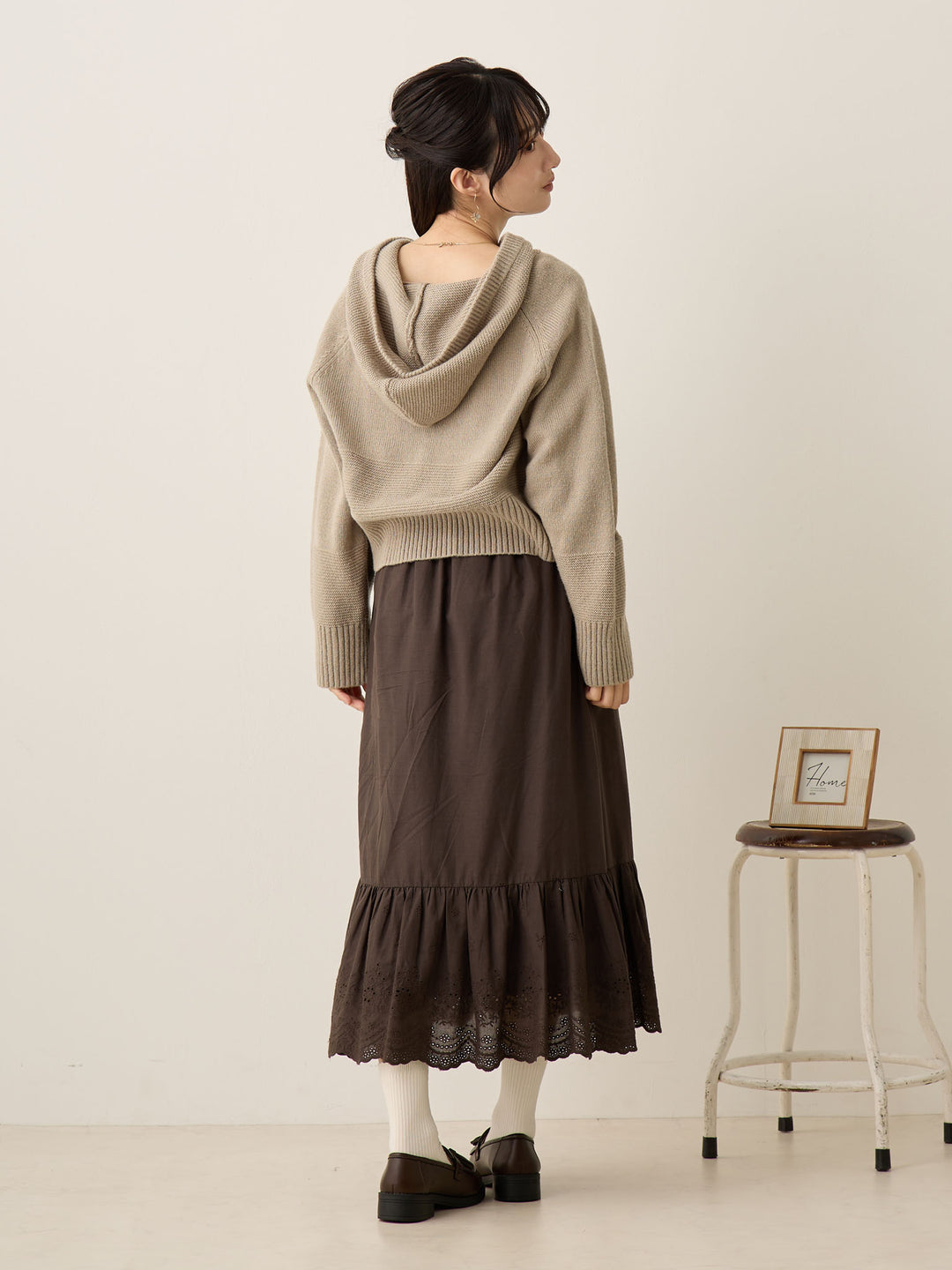 双拉链针织开衫灰色