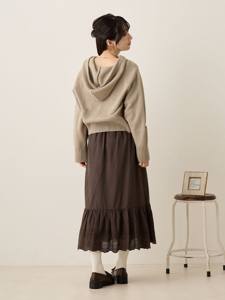 双拉链针织开衫灰色