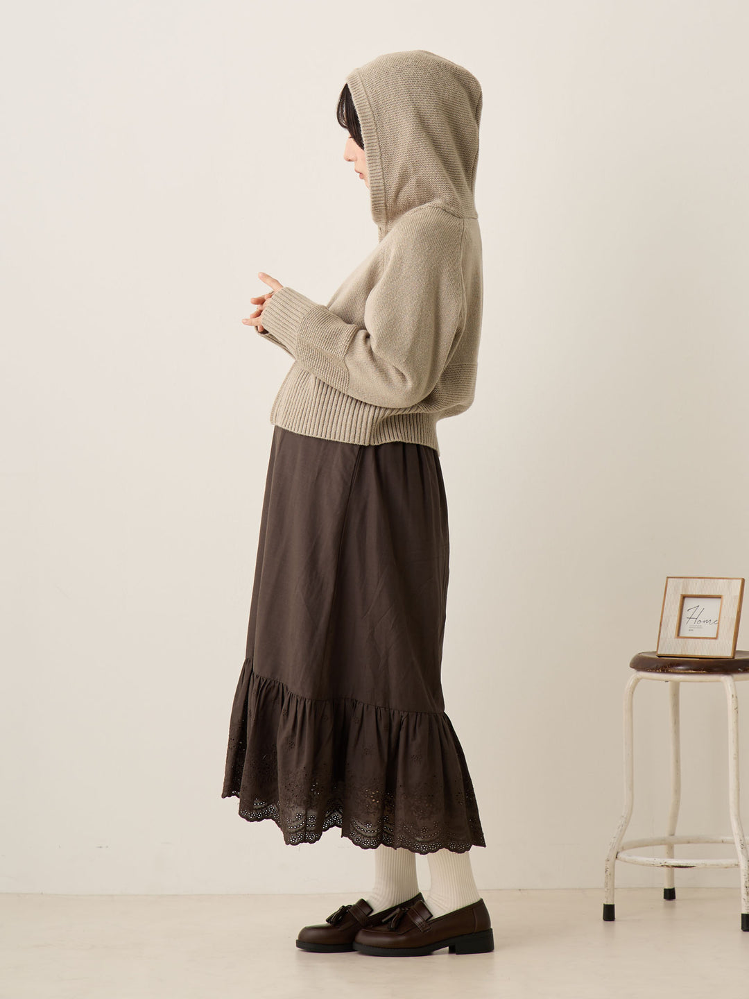 双拉链针织开衫灰色