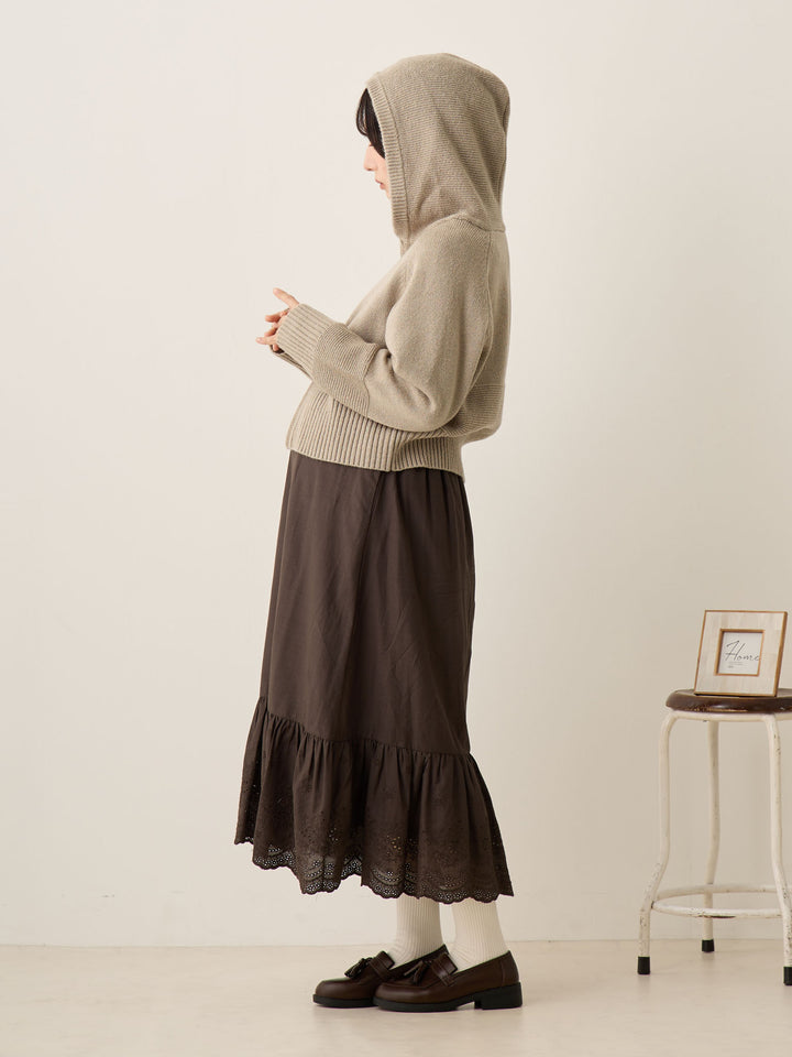 双拉链针织开衫灰色