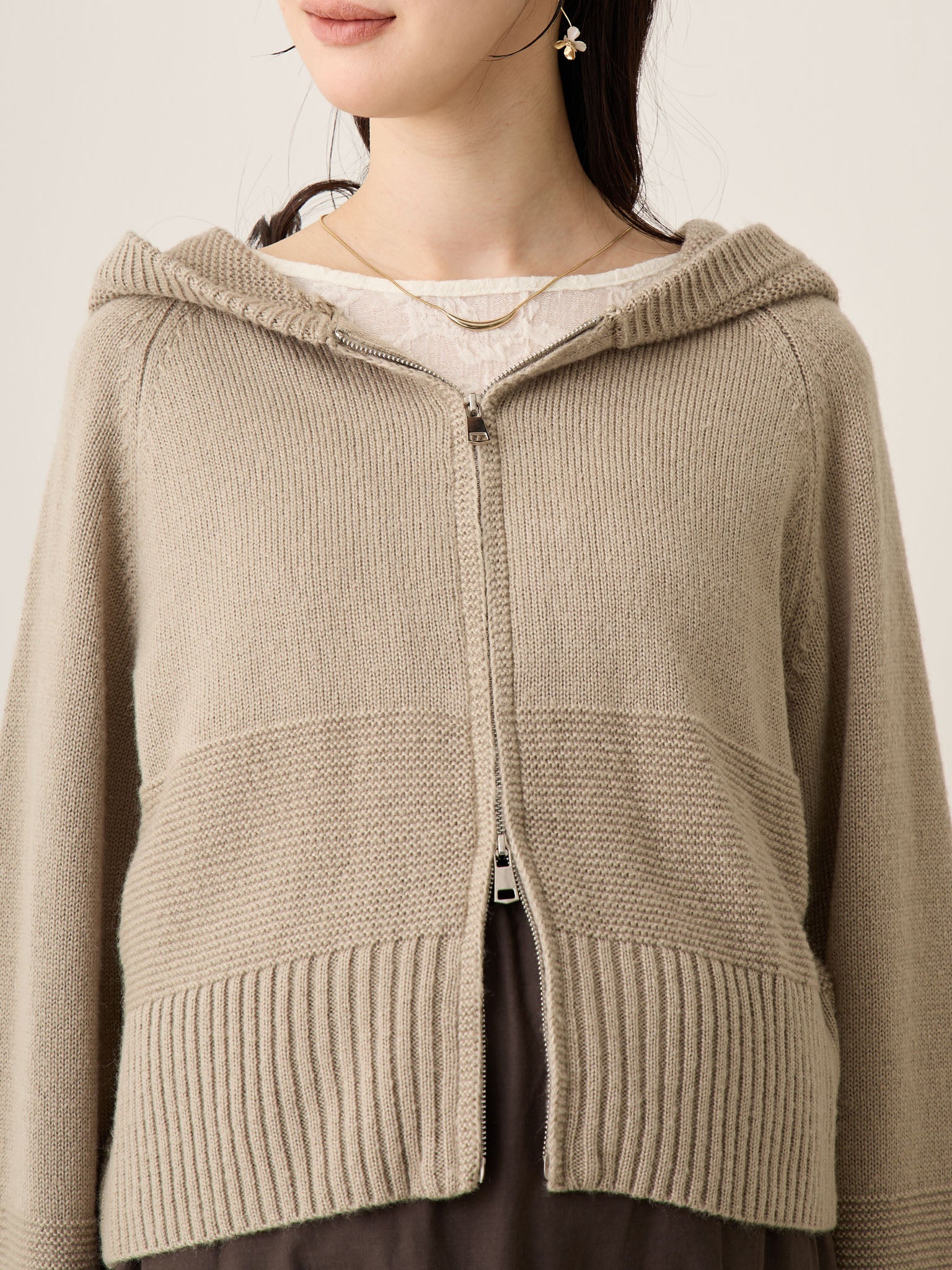 ダブルジップニットカーディガン Charcoal – honono for mom&baby