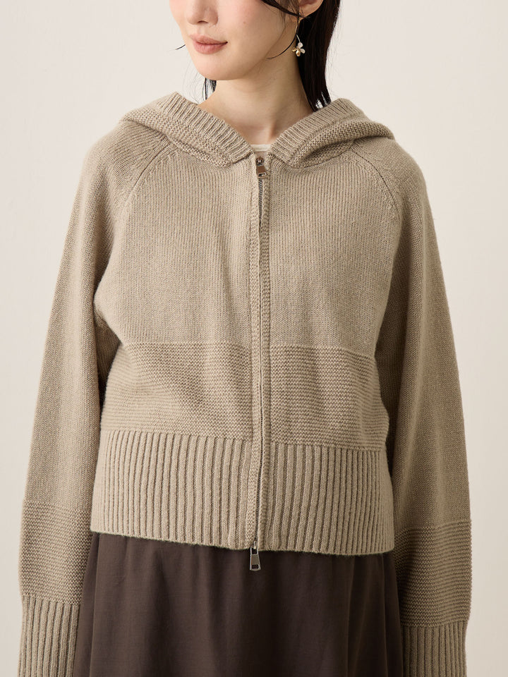 双拉链针织开衫灰色