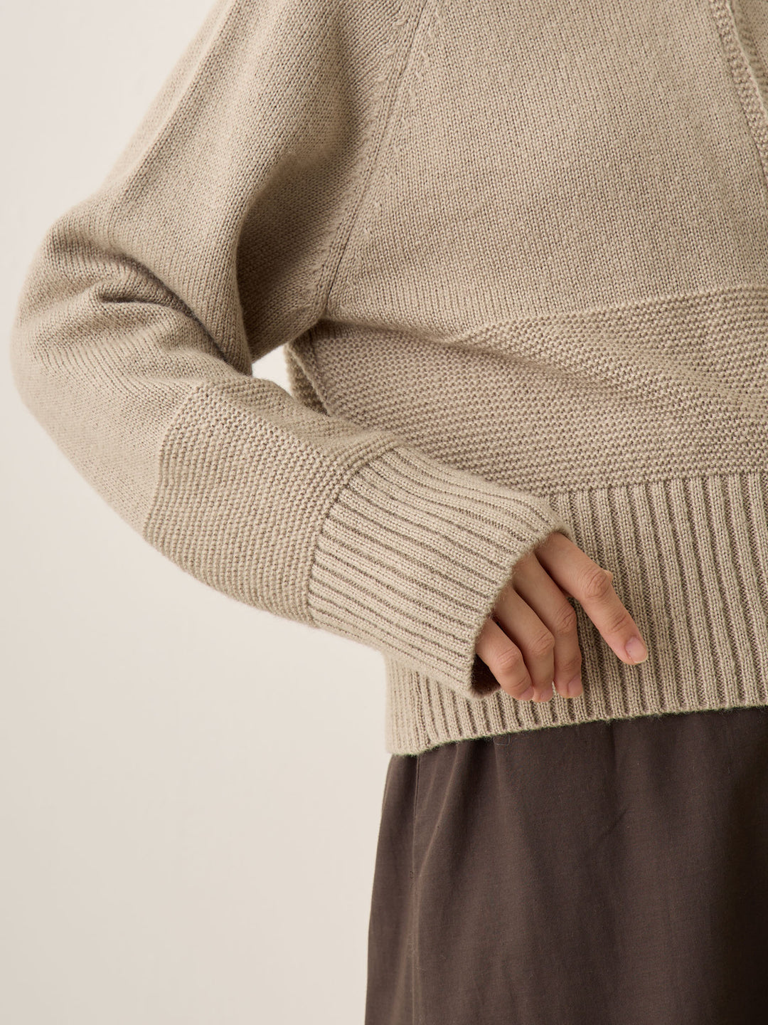 双拉链针织开衫灰色