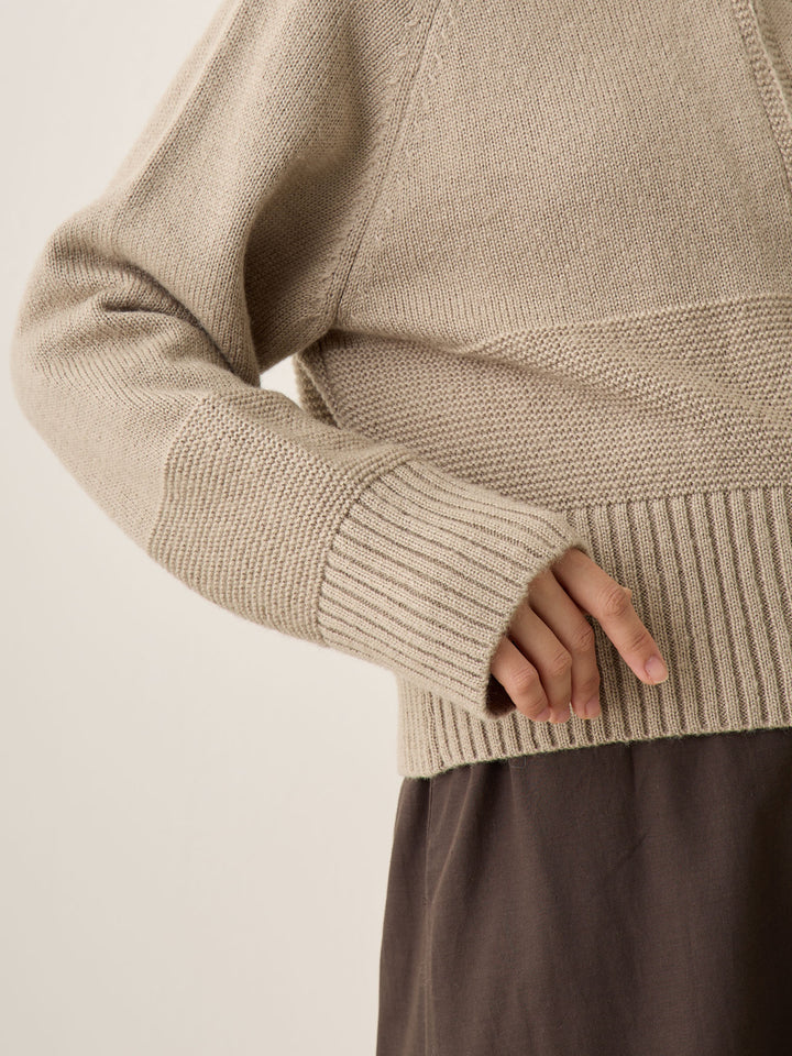 双拉链针织开衫灰色