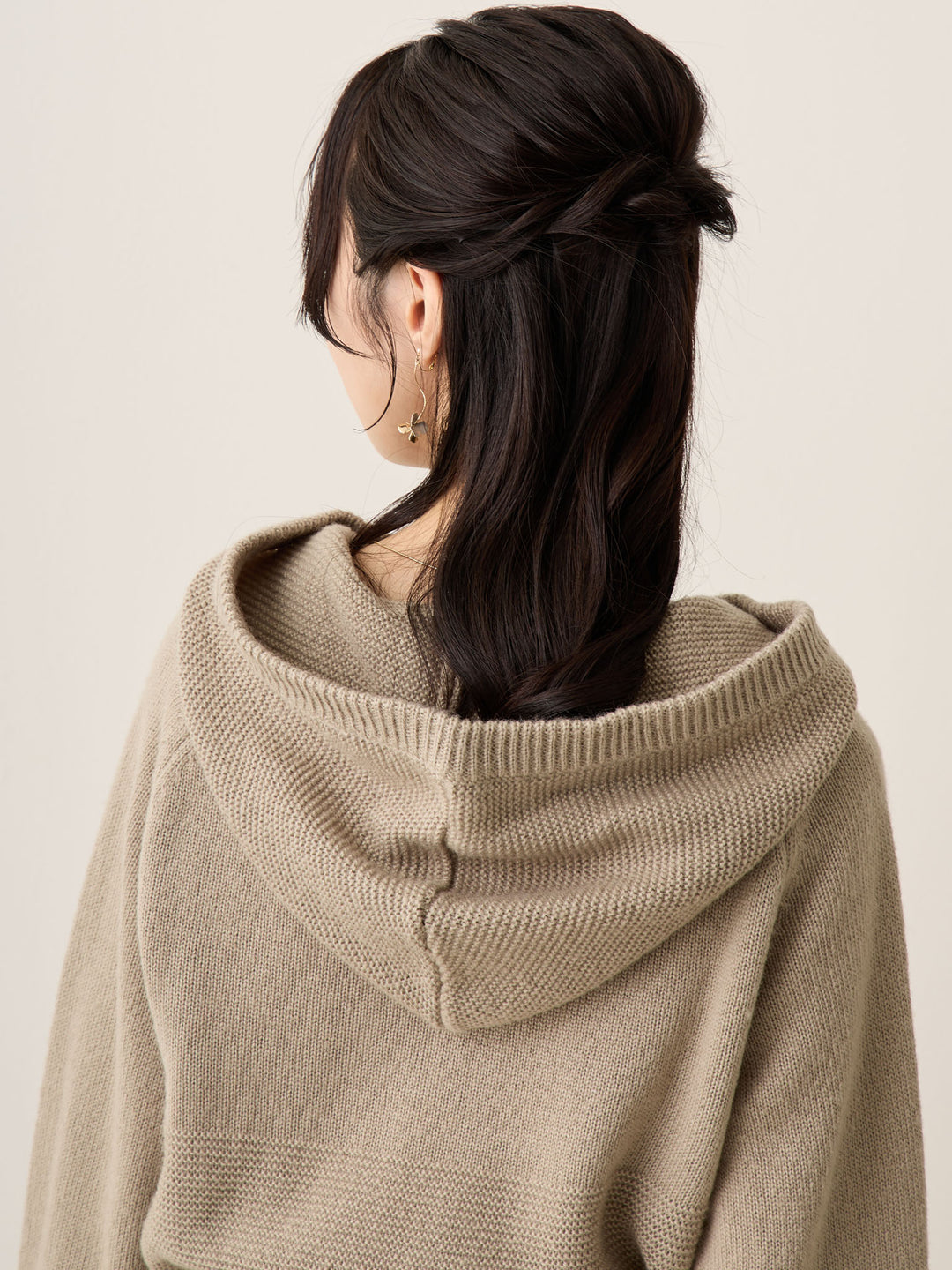 双拉链针织开衫灰色