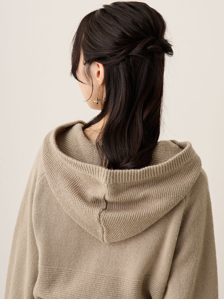 双拉链针织开衫灰色