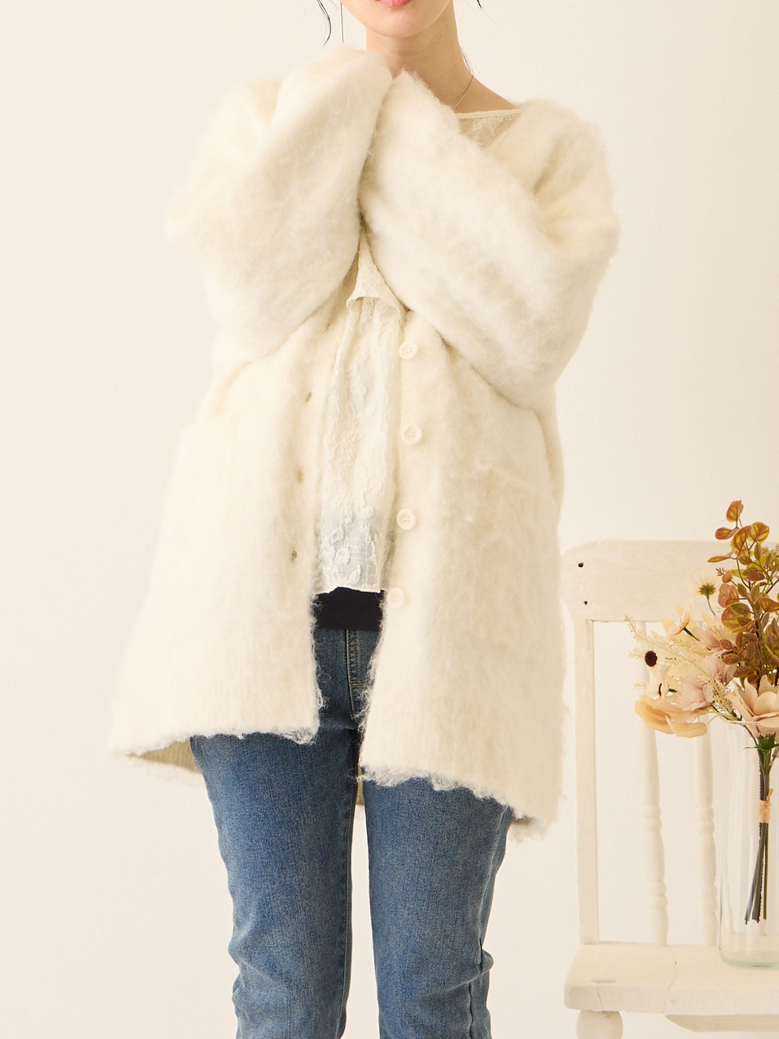 ふわシャギーカーディガン Ecru – honono for mom&baby