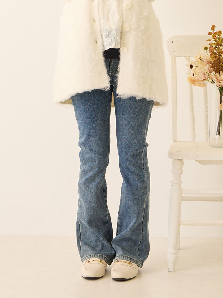 裏ボアフレアデニムパンツ Blue