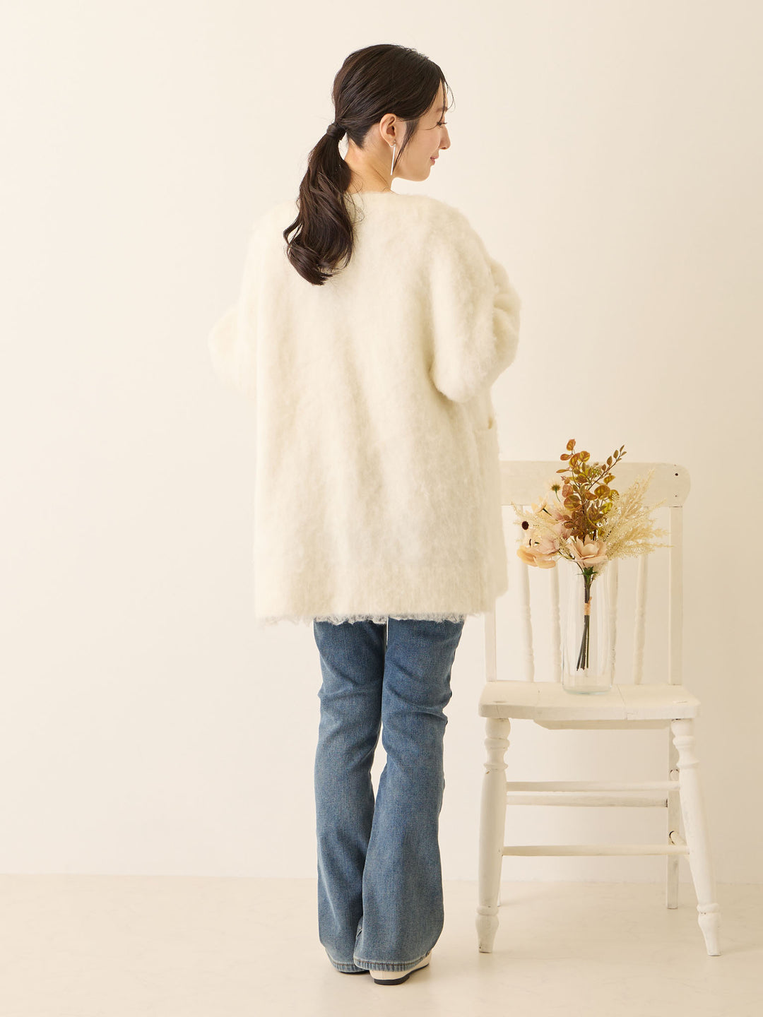 裏ボアフレアデニムパンツ Blue