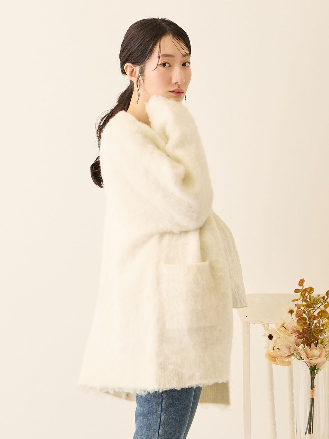 ふわシャギーカーディガン Ecru