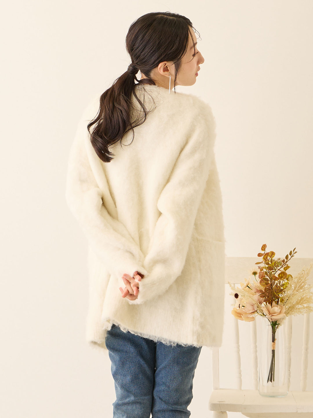 ふわシャギーカーディガン Ecru
