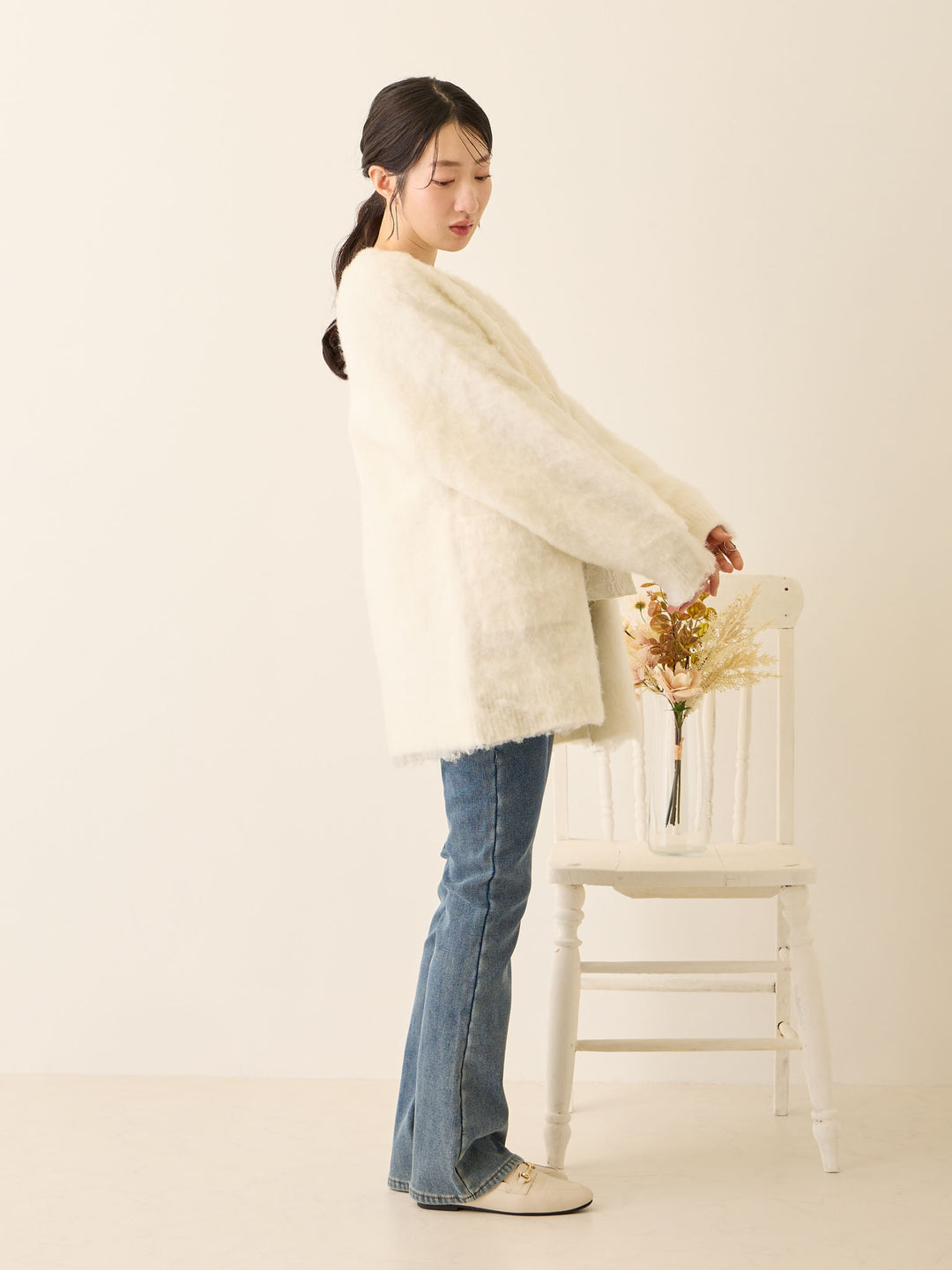 裏ボアフレアデニムパンツ Blue