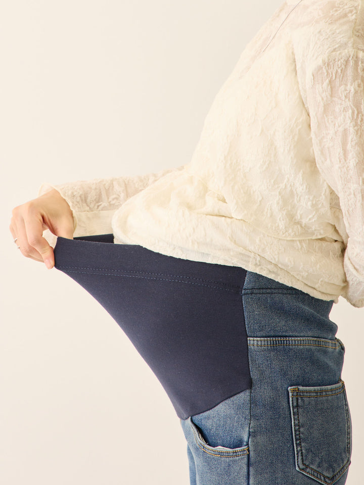 裏ボアフレアデニムパンツ Blue