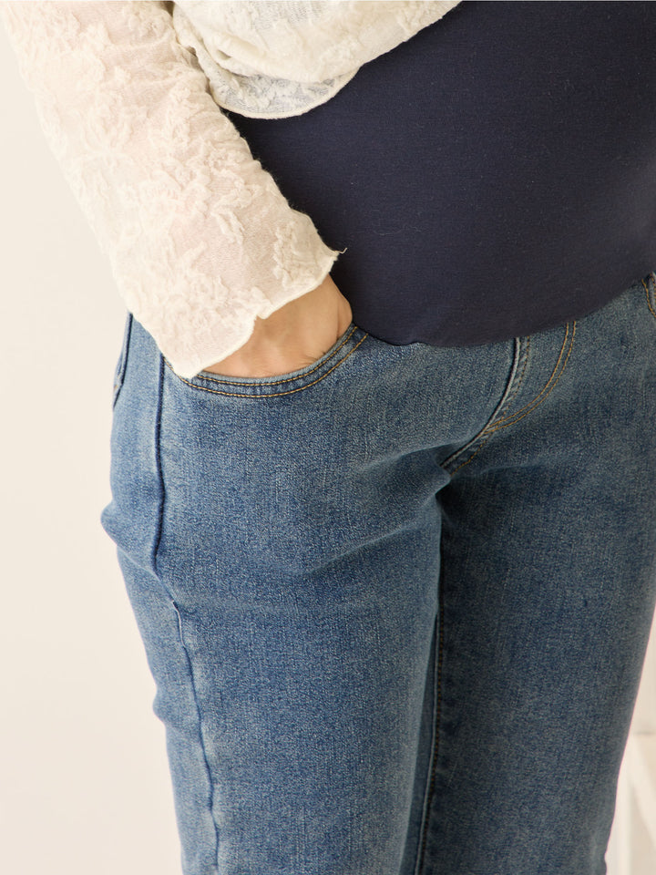 裏ボアフレアデニムパンツ Blue