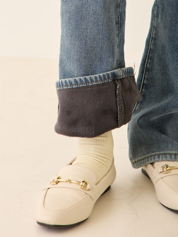 裏ボアフレアデニムパンツ Blue