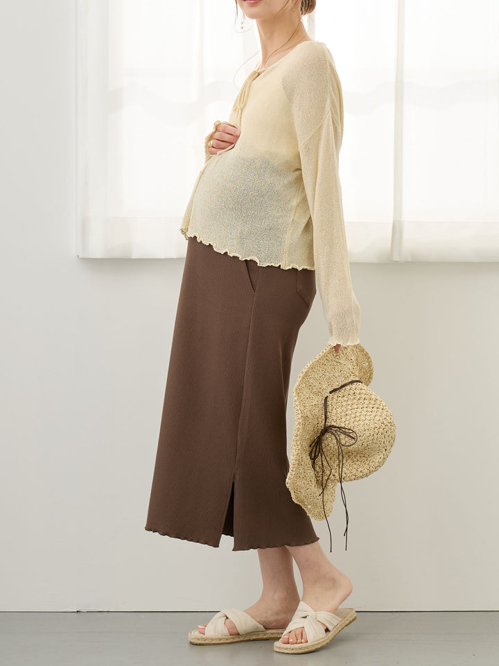 リブカットタイトスカート Brown