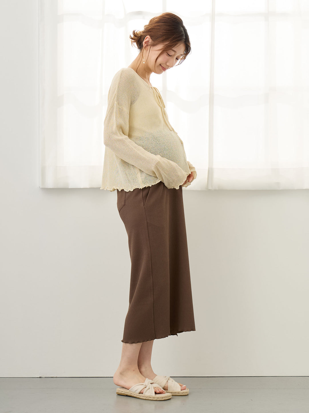 リブカットタイトスカート Brown
