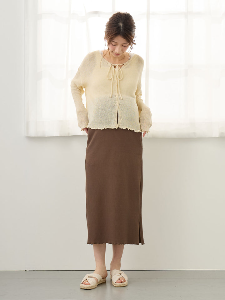 リブカットタイトスカート Brown