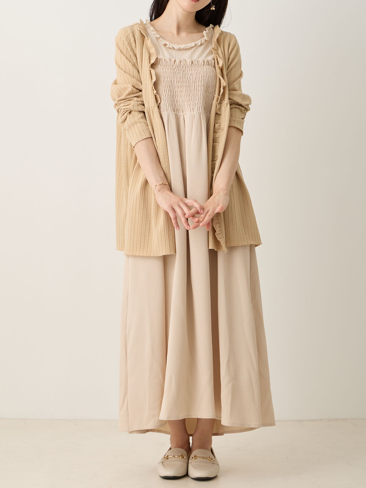 ま*む様 PINUE シャーリングキャミワンピース SAND BEIGE（サンド シャーリングキャミワンピース Beige – honono for mom&baby