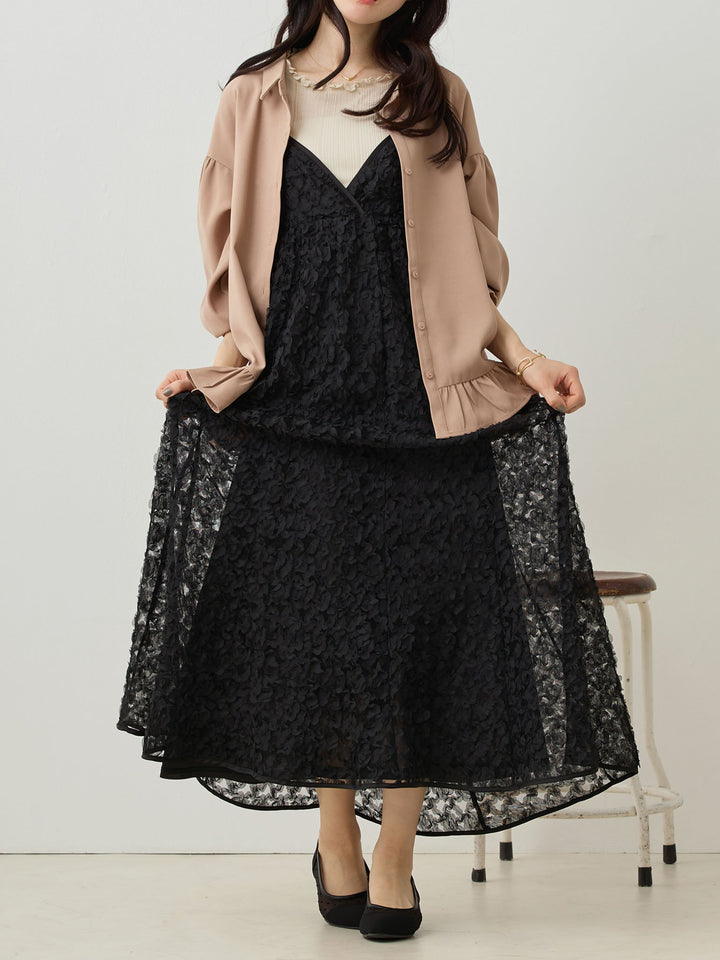 カシュクールレースキャミワンピース Black