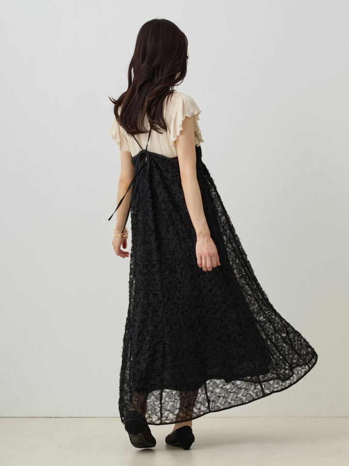 カシュクールレースキャミワンピース Black
