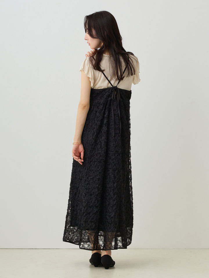カシュクールレースキャミワンピース Black