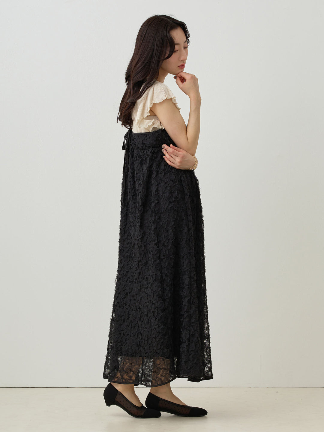 カシュクールレースキャミワンピース Black