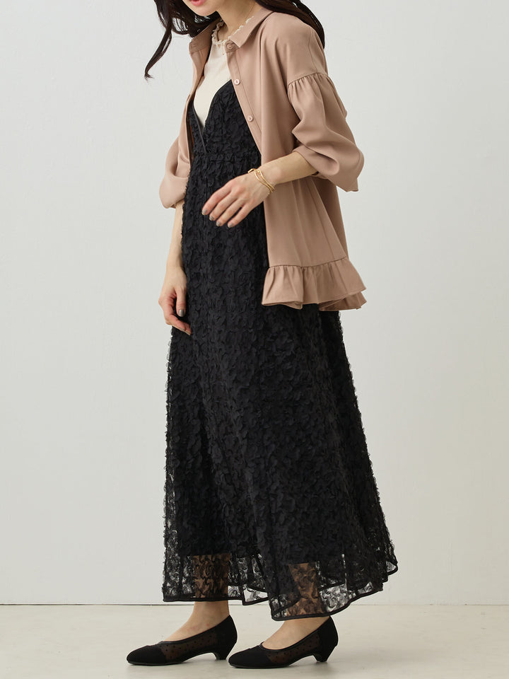 カシュクールレースキャミワンピース Black