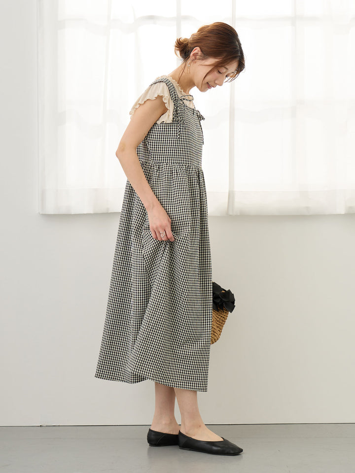 リボン付きジャンパースカート Check