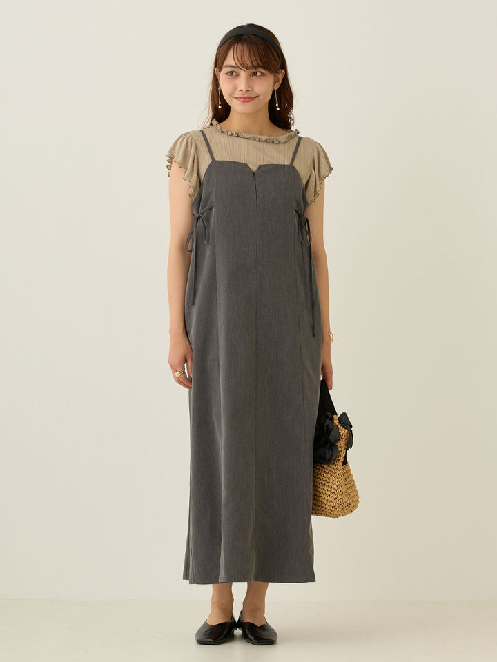 Side Ribbon Cami Dress Black