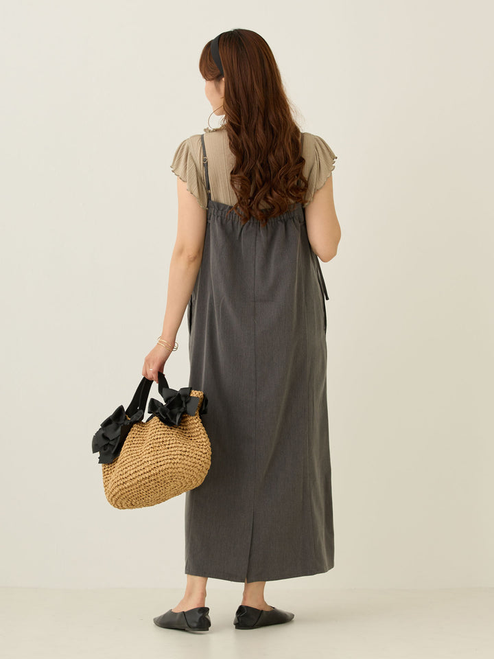 Side Ribbon Cami Dress Black