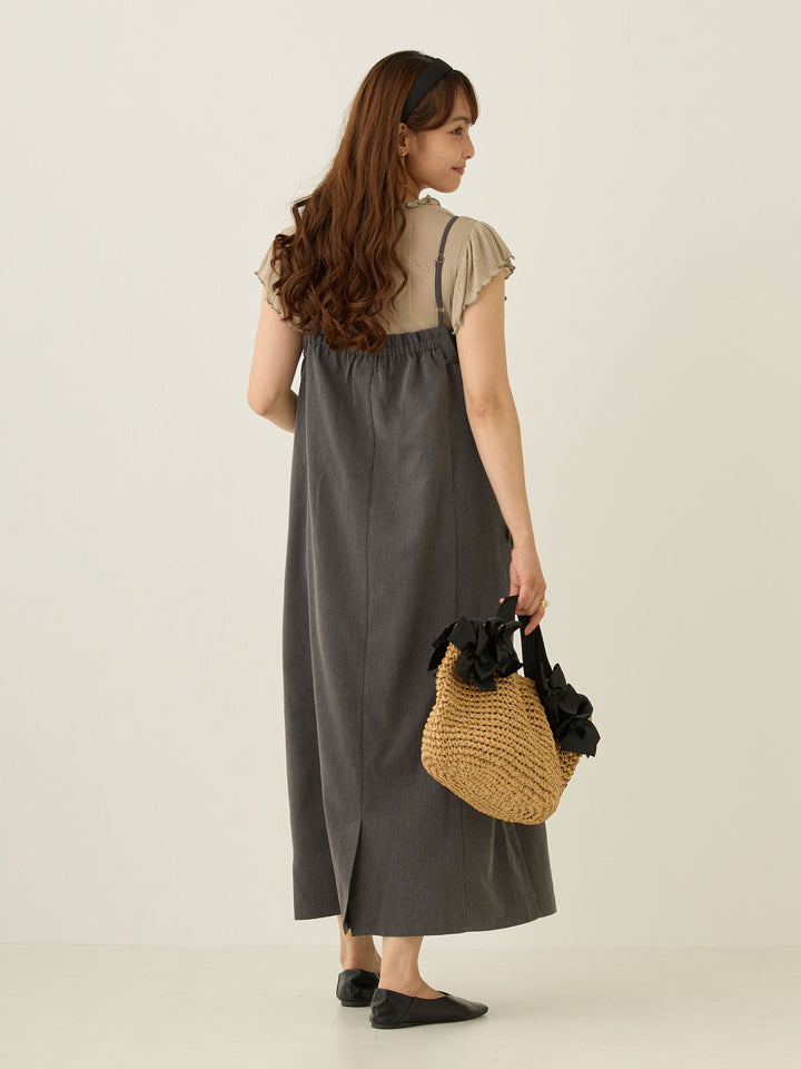 Side Ribbon Cami Dress Black