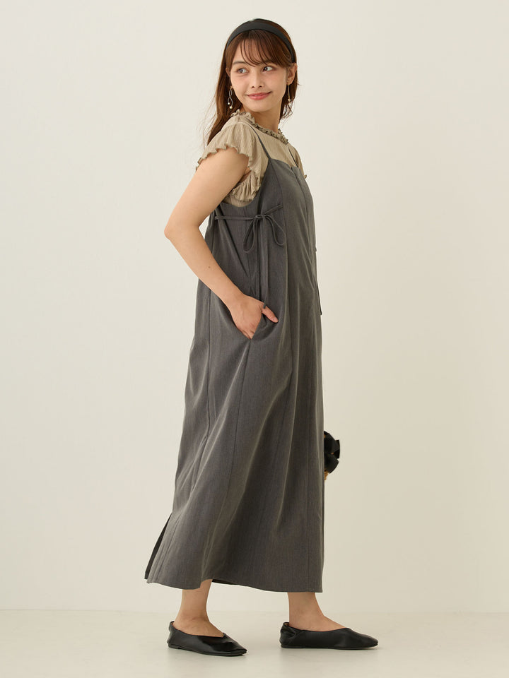 Side Ribbon Cami Dress Black