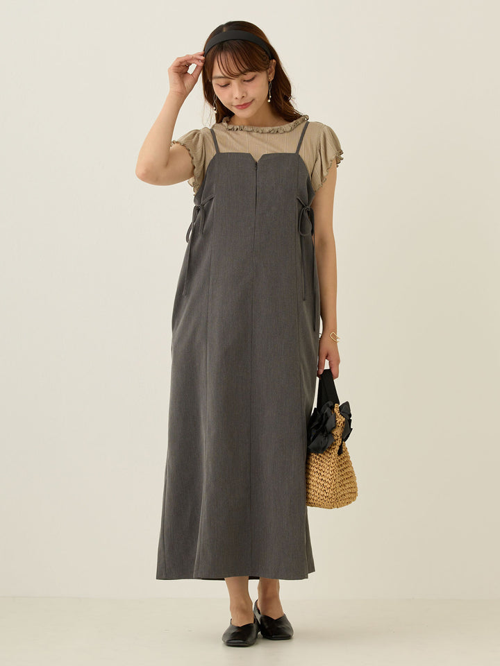 Side Ribbon Cami Dress Black