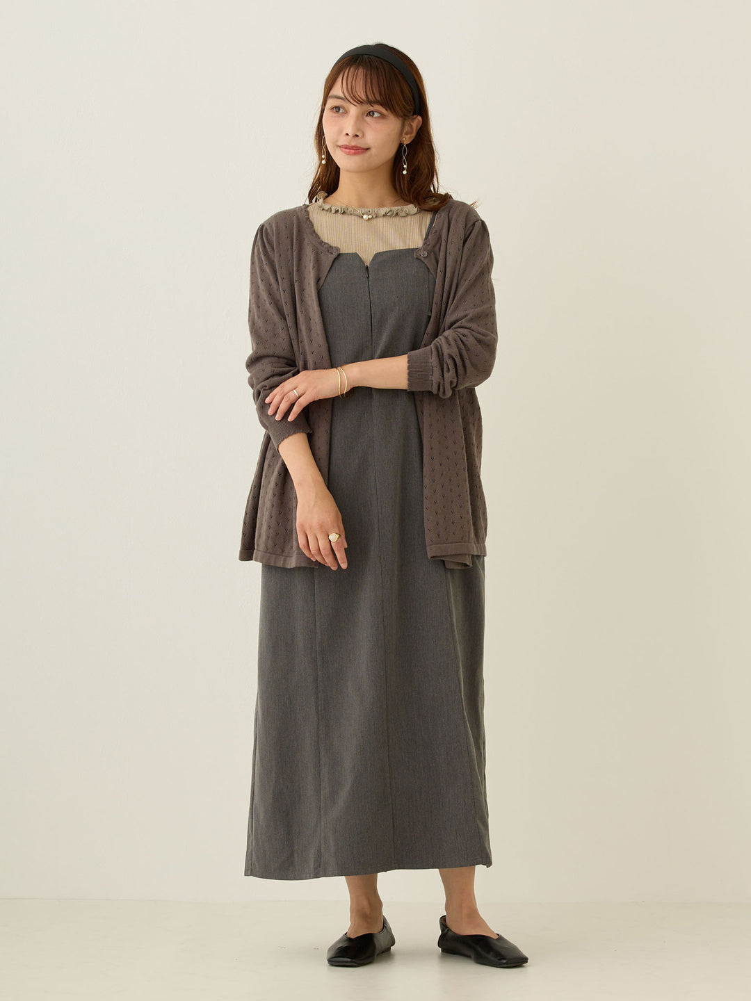 Side Ribbon Cami Dress Black