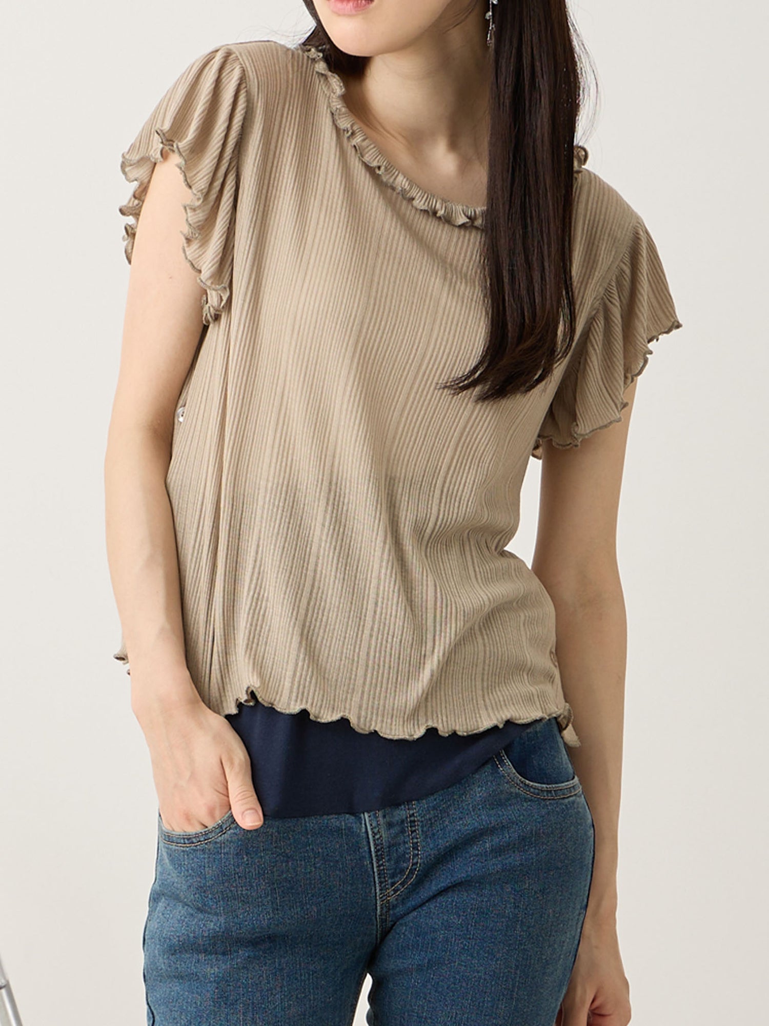 フレンチスリーブTシャツ Greige