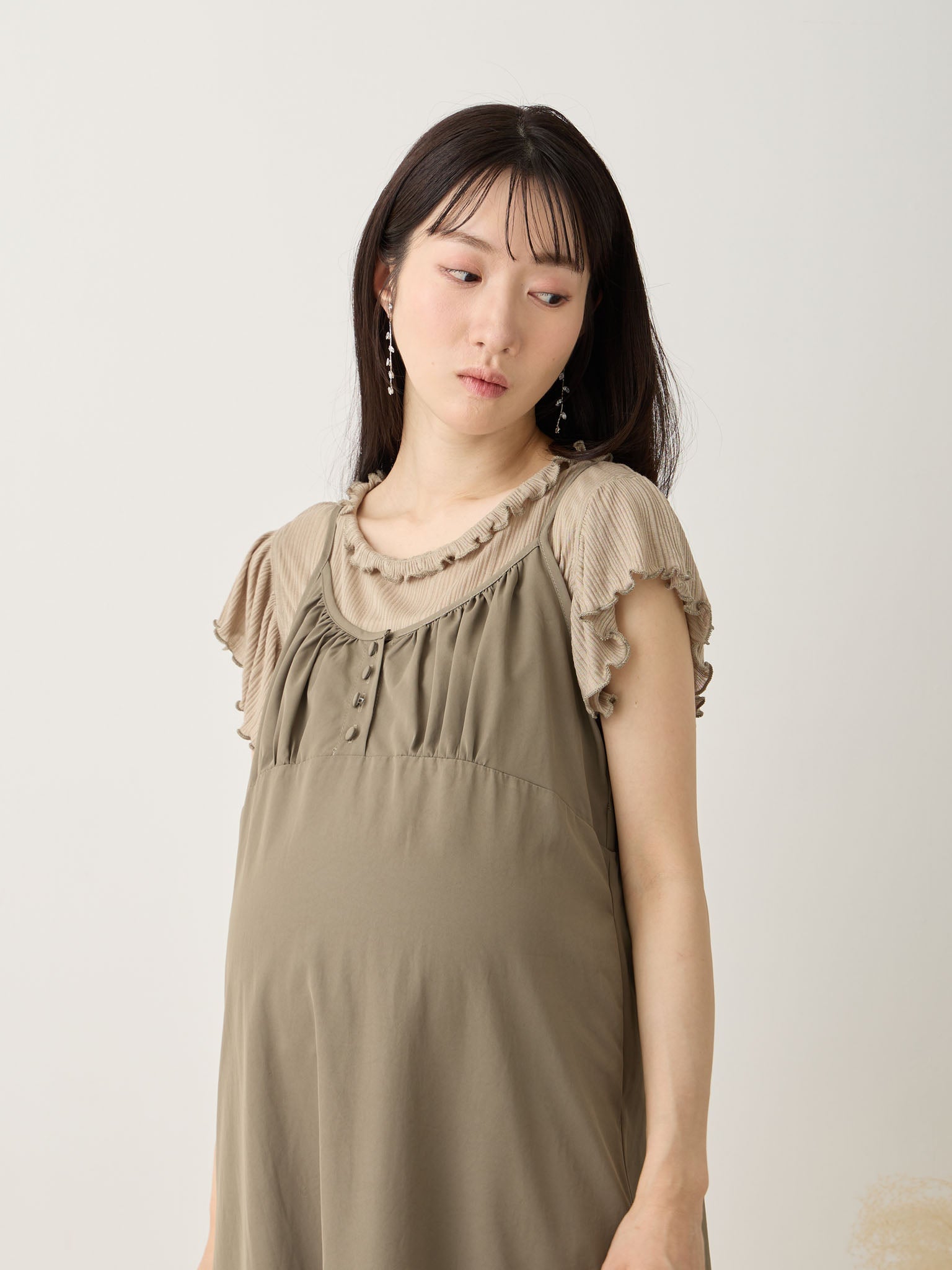フロントボタンキャミワンピース Khaki – honono for mom&baby